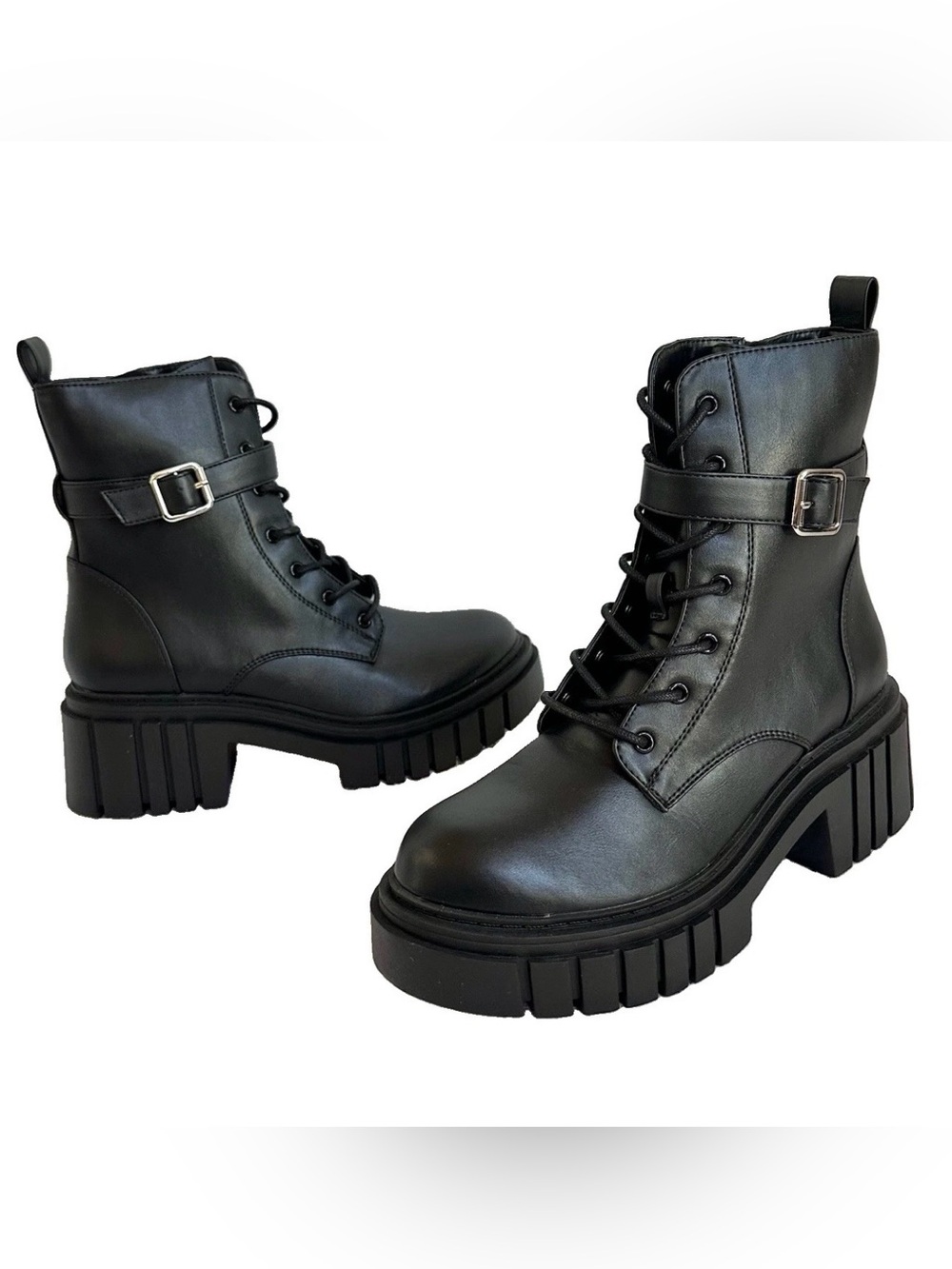 The Drop Koi Chunky Combat Boots Lug Sole Platform Black Women’s 8.5 Grunge Goth